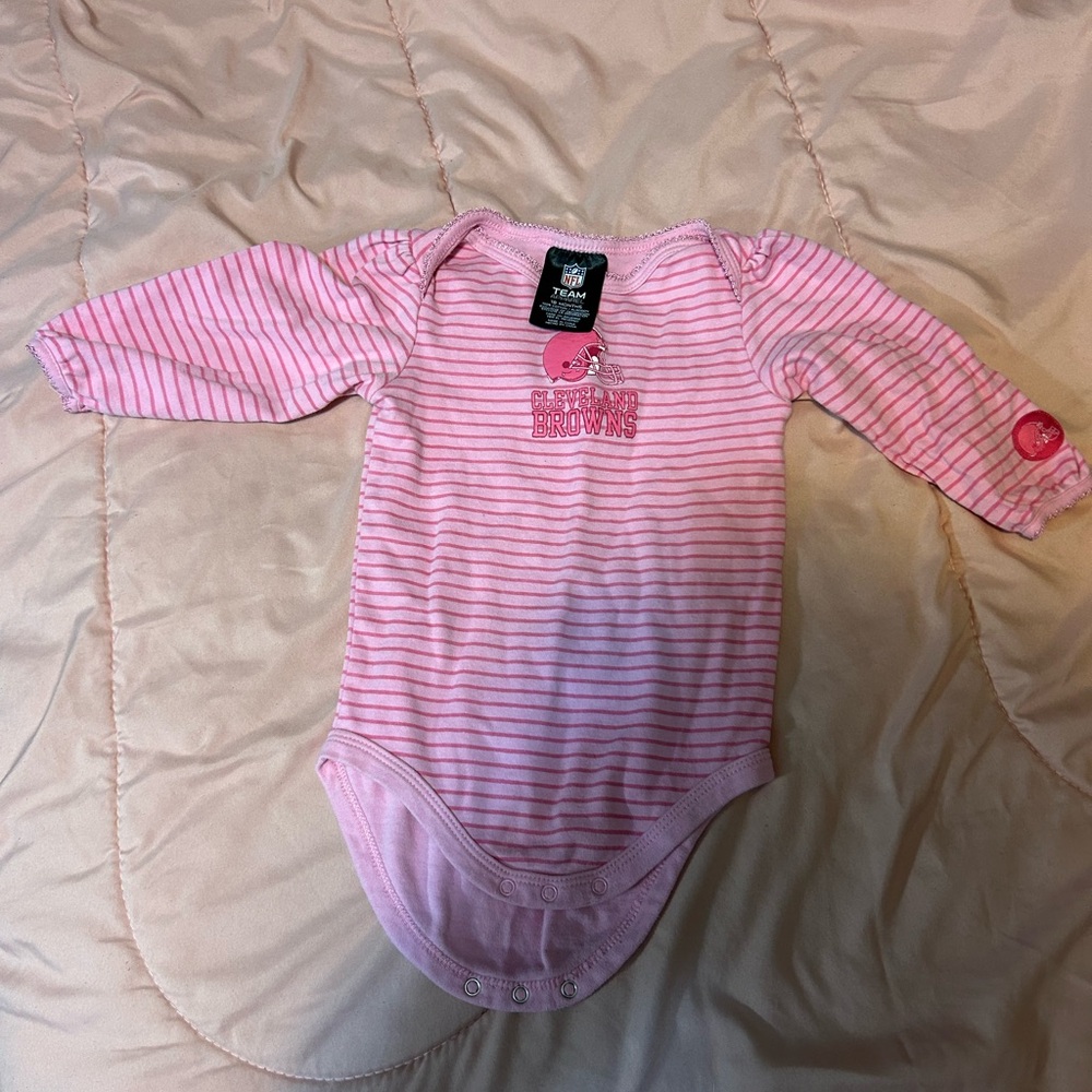 2 Girls Cleveland Browns long sleeved onesies
